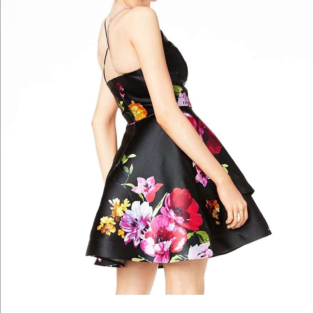 Black floral Party social dress
